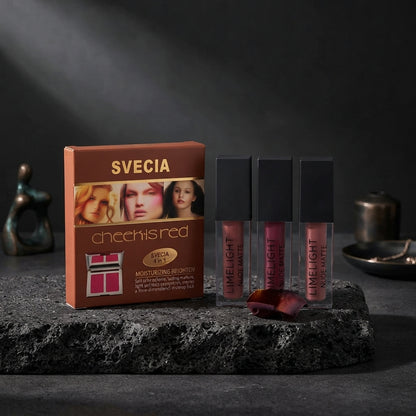 SVECIA Cheek is Red 4-in-1 Makeup Kit & Limelight Nude Matte Liquid Lipstick Combo