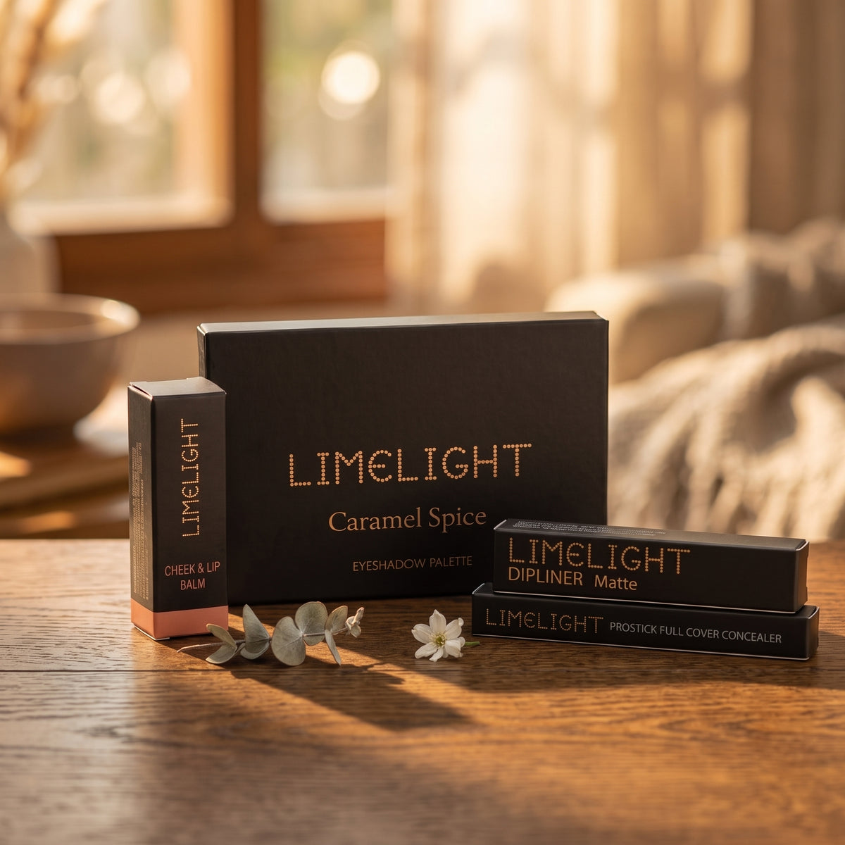 LIMELIGHT 4 in 1 Deal Caramel Spice Eyeshadow Palette – Warm Neutral Makeup Palette